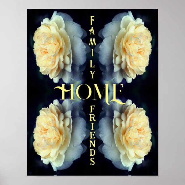 Abstrakten Home Gul ros, inspirationell Ord Poster (Framsidan)