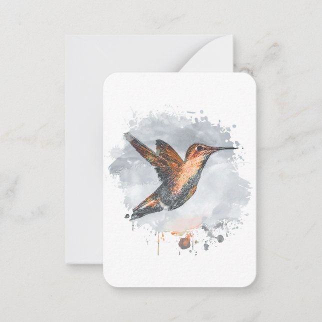 Abstrakten Hummingbird, vacker vattenfärgad Vintag Anteckningskort (Framsida)