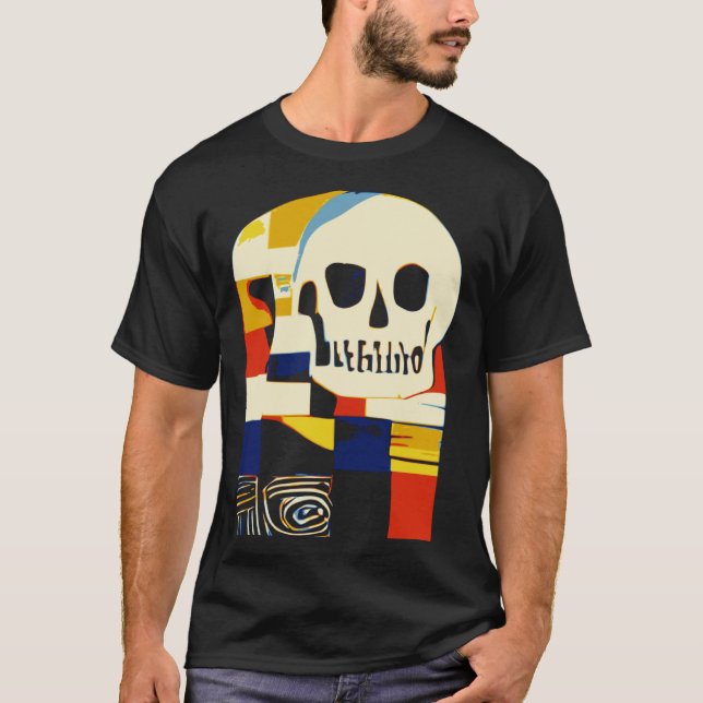 Abstrakten  i Kreativ Patchwork Skull Shapes Arsom T Shirt (Framsida)