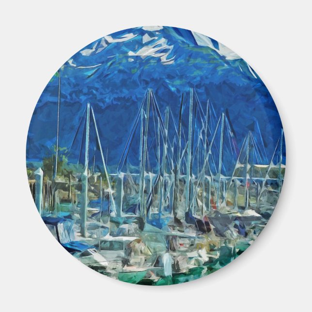 Abstrakten i Seazska hamn: Impressionism Magnet (Framsidan)