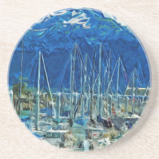 Abstrakten i Seazska hamn: Impressionism Underlägg Sandsten