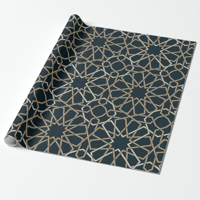 Abstrakten Islamisk geometrisk Mönster design Presentpapper (Utrullad)