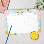 Abstrakten Klistra in Anteckningsblock för månadsp<br><div class="desc">Den här söta och funky månatliga plannern har en abstrakt design med olika former i pastel färg. Det här är en odaterad månadsplanerare där du fyller i data själv och användor det månad efter månad.</div>