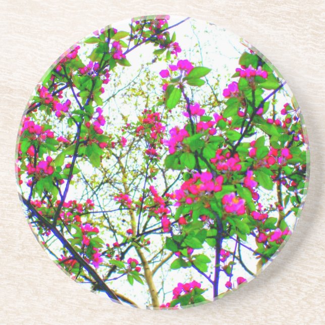 abstrakten "Körsbärs Blommar" Underlägg Sandsten (Framsidan)