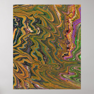 Abstrakten La Strada 2 Grönt Guld Poster Art Print