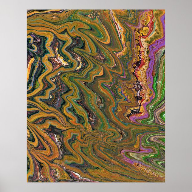 Abstrakten La Strada 2 Grönt Guld Poster Art Print (Framsidan)