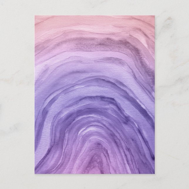 Abstrakten Lavender Lila Agate Watercolor Art Vykort (Framsida)