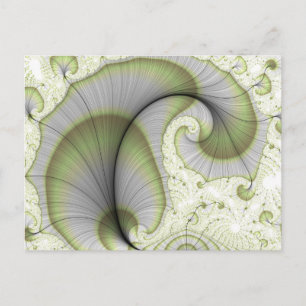 Abstrakten Leafy Grönt Fractal Mönster Vykort