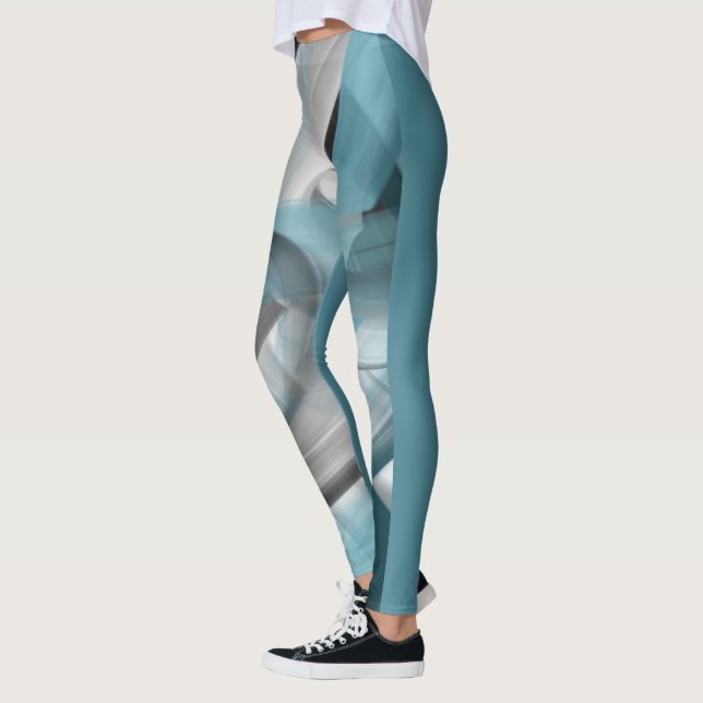 Abstrakten Leggings Fitness Art Blue Ocean (Vänster)