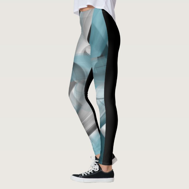 Abstrakten Leggings Fitness Art Blue Ocean (Vänster)