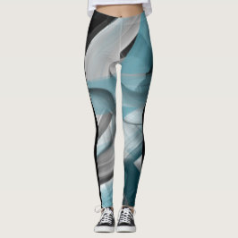 Abstrakten Leggings Fitness Art Blue Ocean