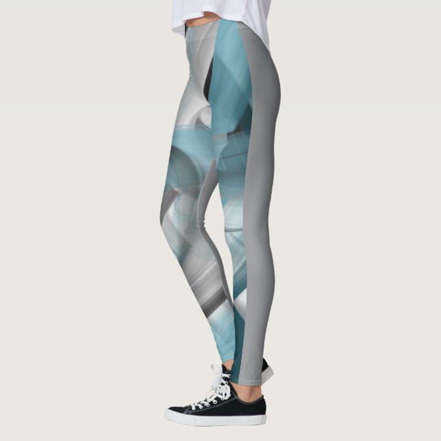Abstrakten Leggings Fitness Art Blue Ocean (Vänster)