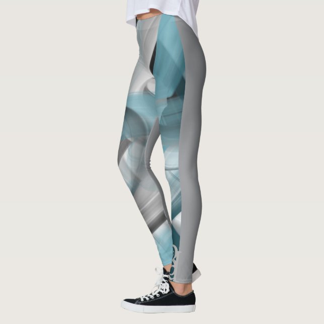 Abstrakten Leggings Fitness Art Blue Ocean (Vänster)