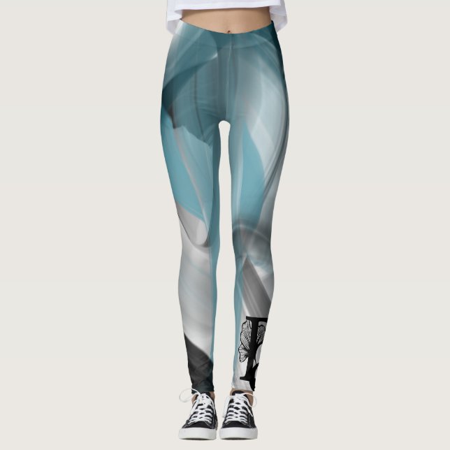 Abstrakten Leggings Fitness Art Blue Ocean (Framsida)
