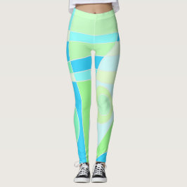 Abstrakten Leggings Surfing Pastel Blue Grönt
