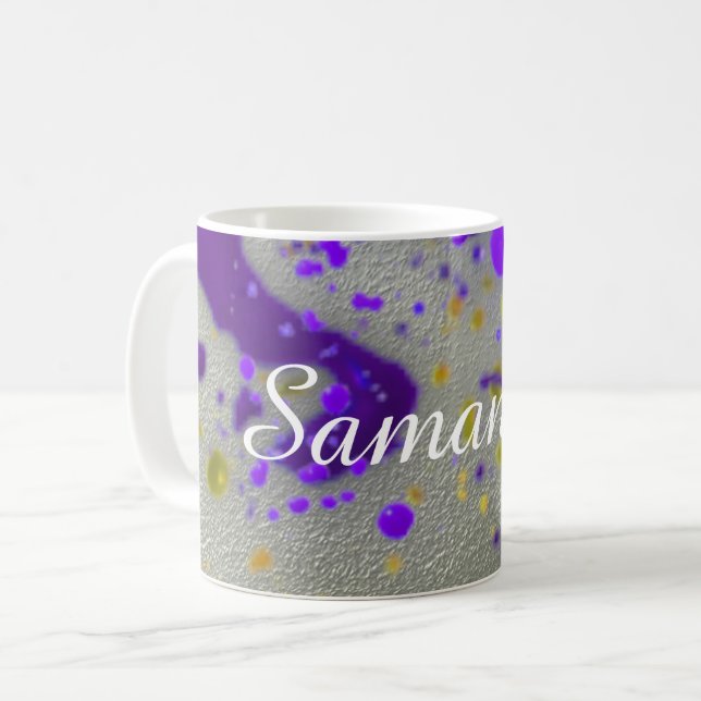 Abstrakten Lila Gult för moderna färgplattor Kaffemugg (Framsida vänster)