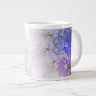 Abstrakten Lila och Blå lacy Flower Design Jumbo Mugg