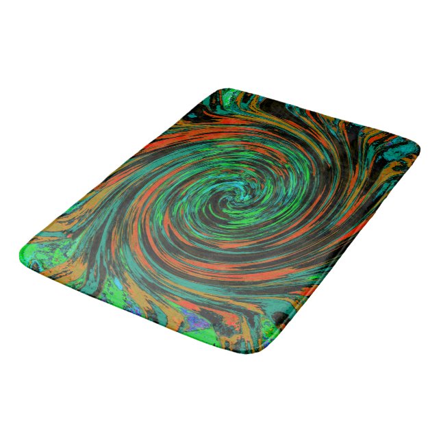 Abstrakten Lime Green och Orange  Retro Twirl Badrumsmatta (Vinklad)