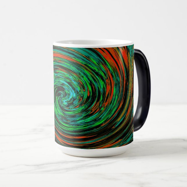 Abstrakten Lime Green och Orange  Retro Twirl Magisk Mugg (Framsida höger)