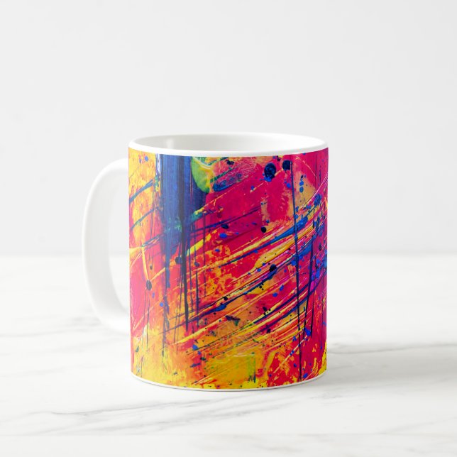 Abstrakten Ljusfärgsfärg för platterfärg Kaffemugg (Framsida vänster)