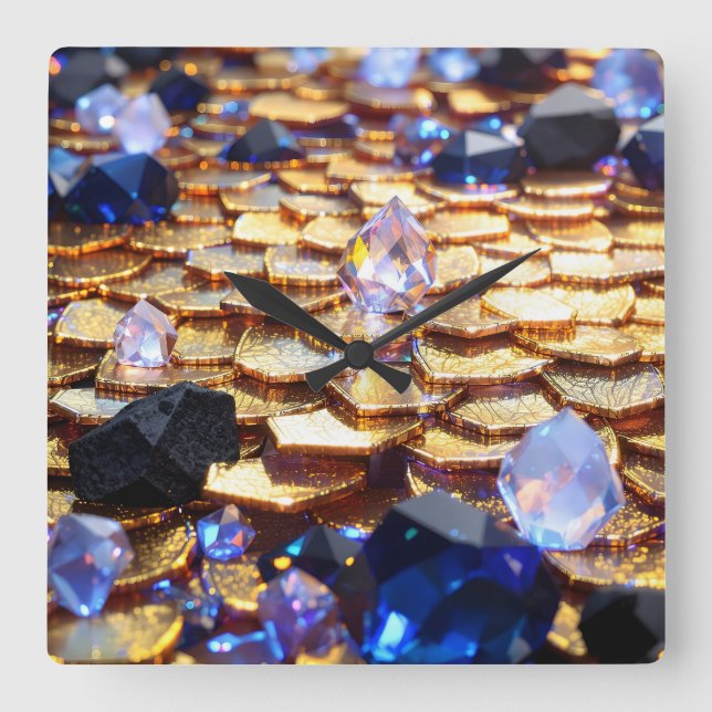 Abstrakten Luxury Fantasy Gemstone Fyrkantig Klocka (Framsida)