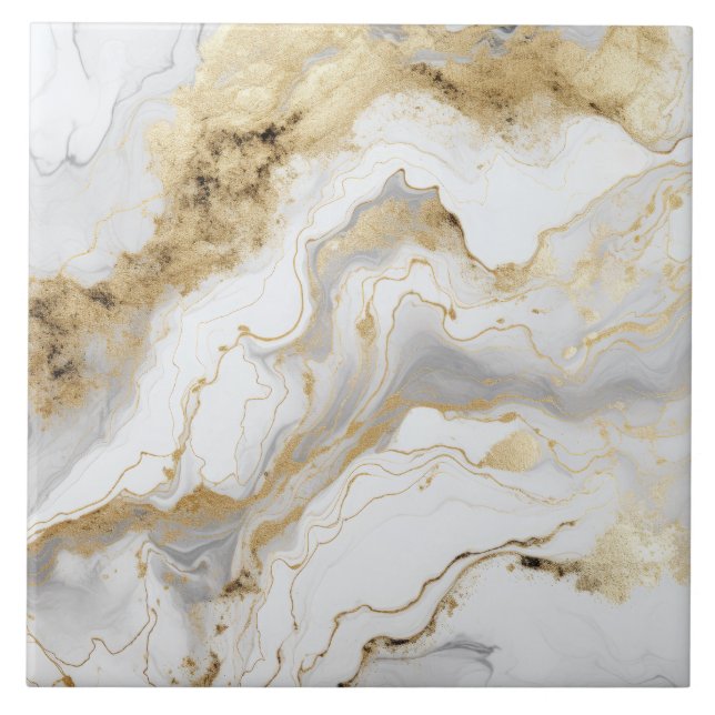 Abstrakten Luxury White Guld Marble och Alcohol Bl Kakelplatta (Framsidan)