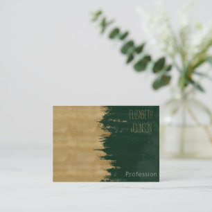 Abstrakten Måla på Grönten Modern Guld Brushstroke Visitkort