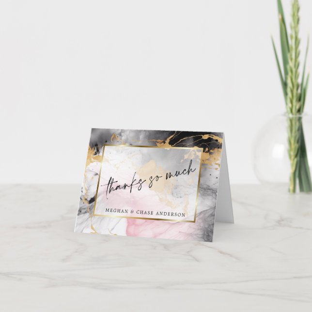 Abstrakten MarLED Dusty Ro Black Guld Tack Kort (Framsida)