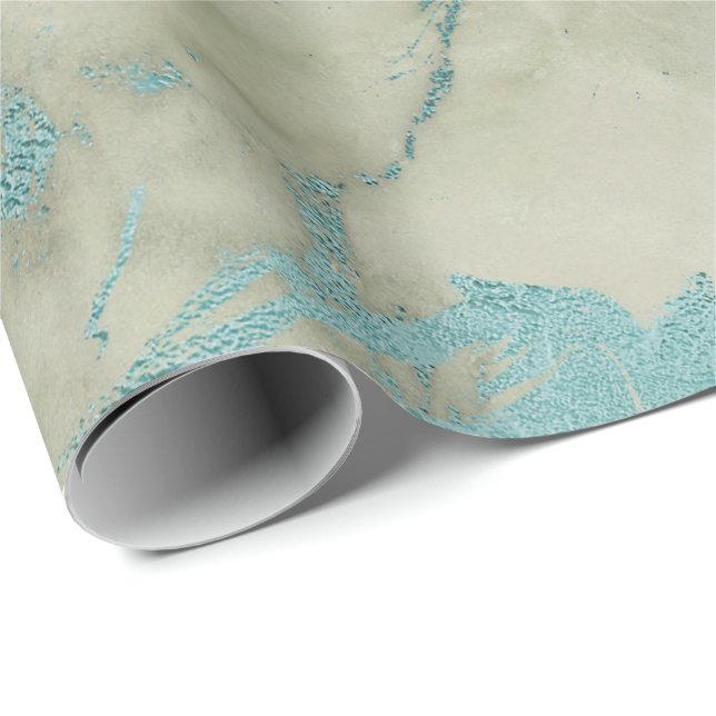 Abstrakten Mint Grönt Marble Glam Stone Penslar Presentpapper (Rullad Hörn)