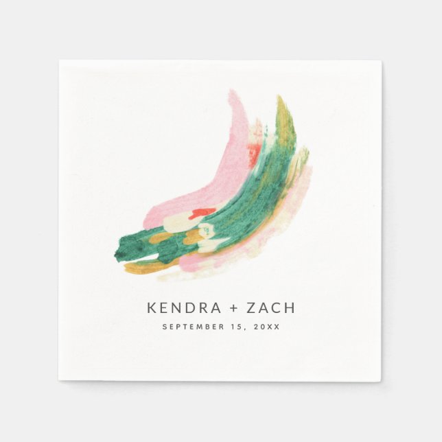 Abstrakten Modern Art, målade streck Bröllop Pappersservett (Framsidan)