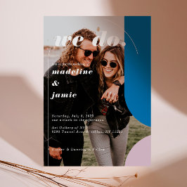 Abstrakten Modern Blue & Lila Retro Photo Inbjudningar