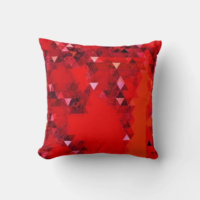 Abstrakten Modern Minimal Red Grunge Triangles Kudde (Framsida)