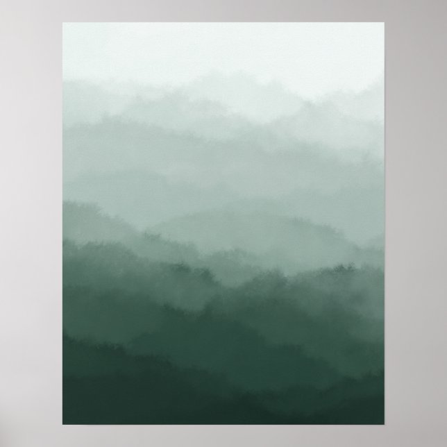 Abstrakten Modern minimalistisk Grönt bergen Poster (Framsidan)