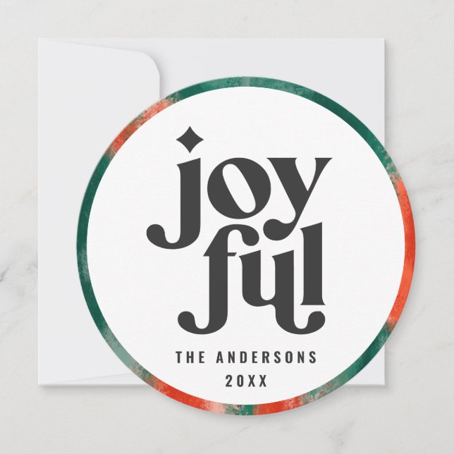 Abstrakten Modern röd grönt målad jul Julkort (Framsida)