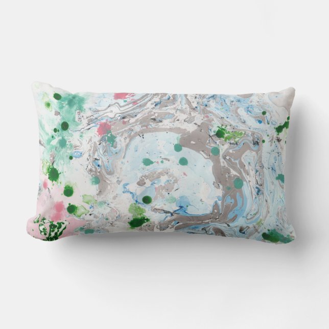 Abstrakten Modern Rosa Blue Grönt White Färg Lumbarkudde (Framsida)