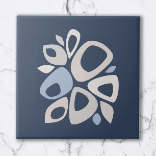 Abstrakten Modern Snyggt Navy Ice Blue Grått Kakelplatta