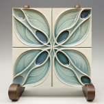 Abstrakten Modern Teal Taupe Kakelplatta<br><div class="desc">Den här keramiska plattan i contemporaryn är kapslad med sin flytande abstrakta utformning, en sömlös blandning av modern konst och funktioner. Den har en rad böjliga former i en lugnande palett av teal, som sträcker sig från mjukt skaldjur till djuphavsblått, elegant gränsad av taupe linjer mot en ljusbeige bakgrund. Djupillusionen...</div>