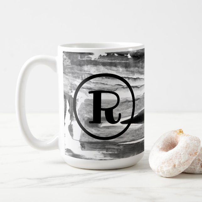 ABSTRAKTEN MONOGRAM Acrylic Paint Brushstrokes Kaffemugg (Med munk)