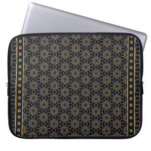 Abstrakten mönster i svart och guld. Geometrisk Laptop Fodral