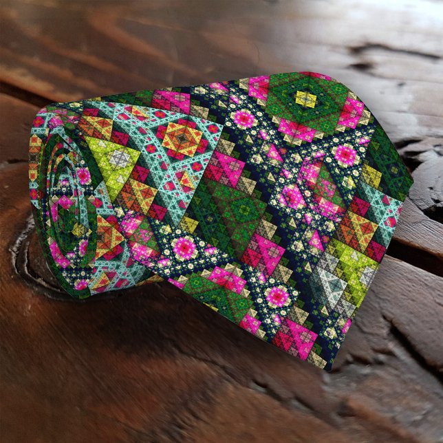 Abstrakten Mönster Slips (Tie with a colorful nature inspired abstract pattern. A modern eye-catching design)