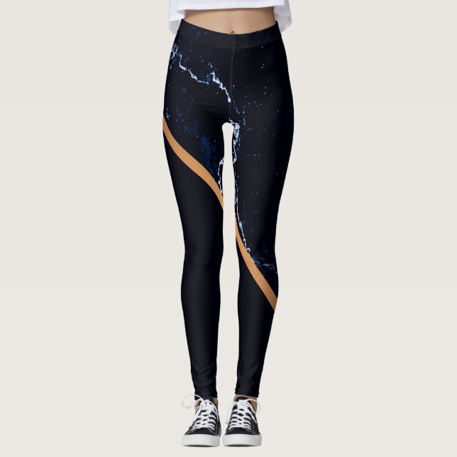 Abstrakten mörk Marble Leggings (Framsida)