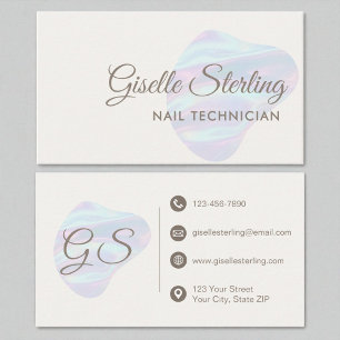 Abstrakten Nail Technician Iridescent Pearl Opal Visitkort