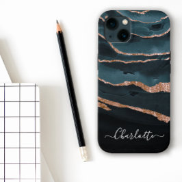 Abstrakten Namn i Eleganten Navy Blue & Copper