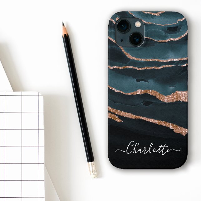 Abstrakten Namn i Eleganten Navy Blue & Copper (Skapare uppladdad)
