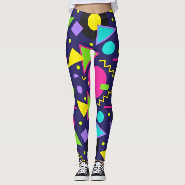 Abstrakten Navy Neon Leggings (Framsida)