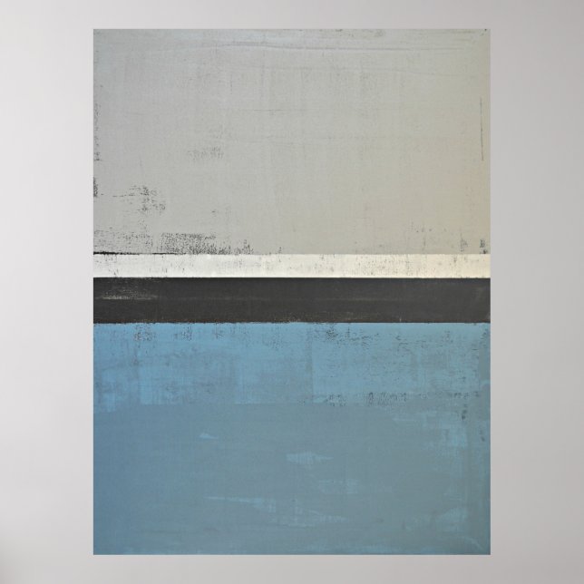 abstrakten Open (Open) Grått och Teal  Art Poster  (Framsidan)