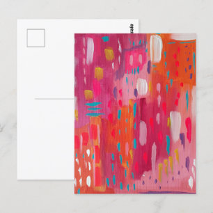 Abstrakten Penselmarkeringar för rosa och Orange Vykort