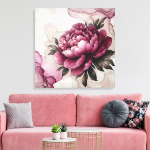 Abstrakten Peony Rosa Canvastryck