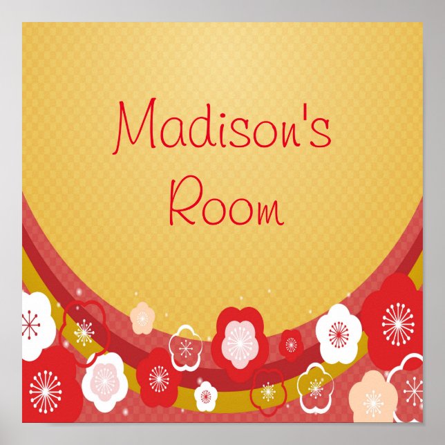 Abstrakten personlig Namn eller Blommigt asiatisk  Poster (Framsidan)