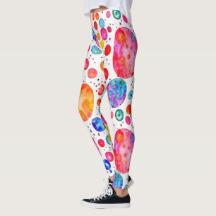 Abstrakten Polka dots i färglöst vattenfärg Leggings